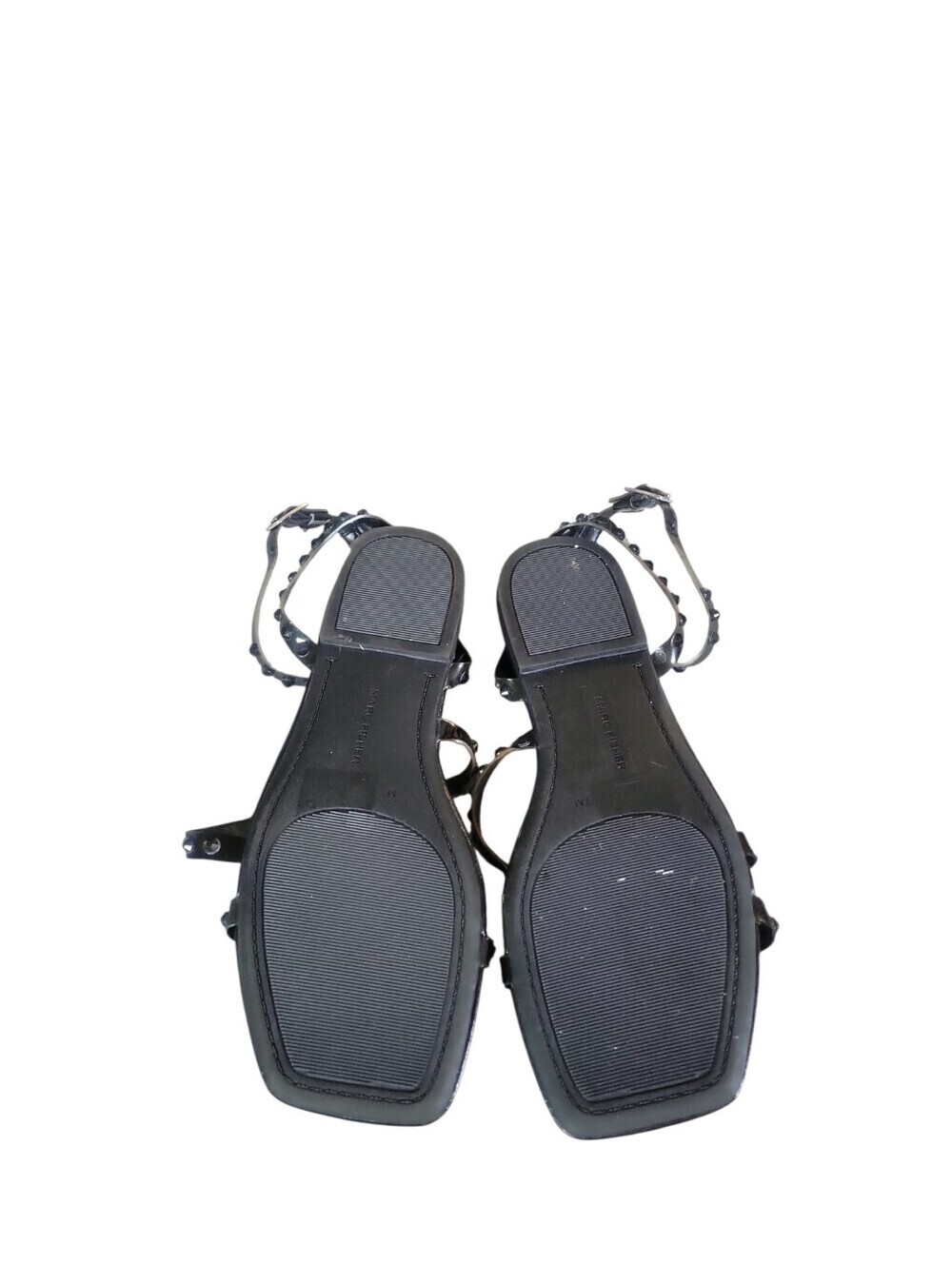 Marc Fisher Fonoo Black Studded Multi-Strap Square Toe Embellish Flat Sandals 7 - Picture 4 of 6